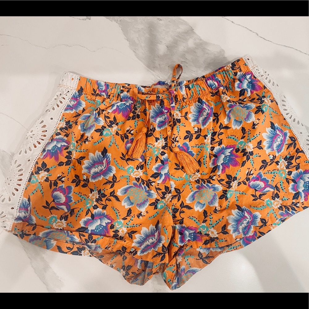 Floral lace trim shorts xs